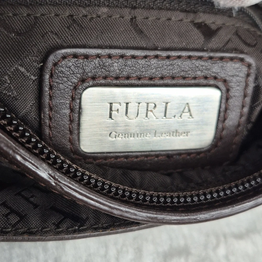 Furla Chocolate Brown Leather Shoulder Handbag